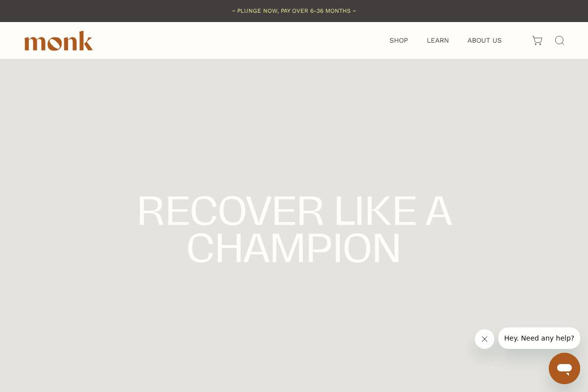 Monk - Smart Ice Bath homepage screenshot