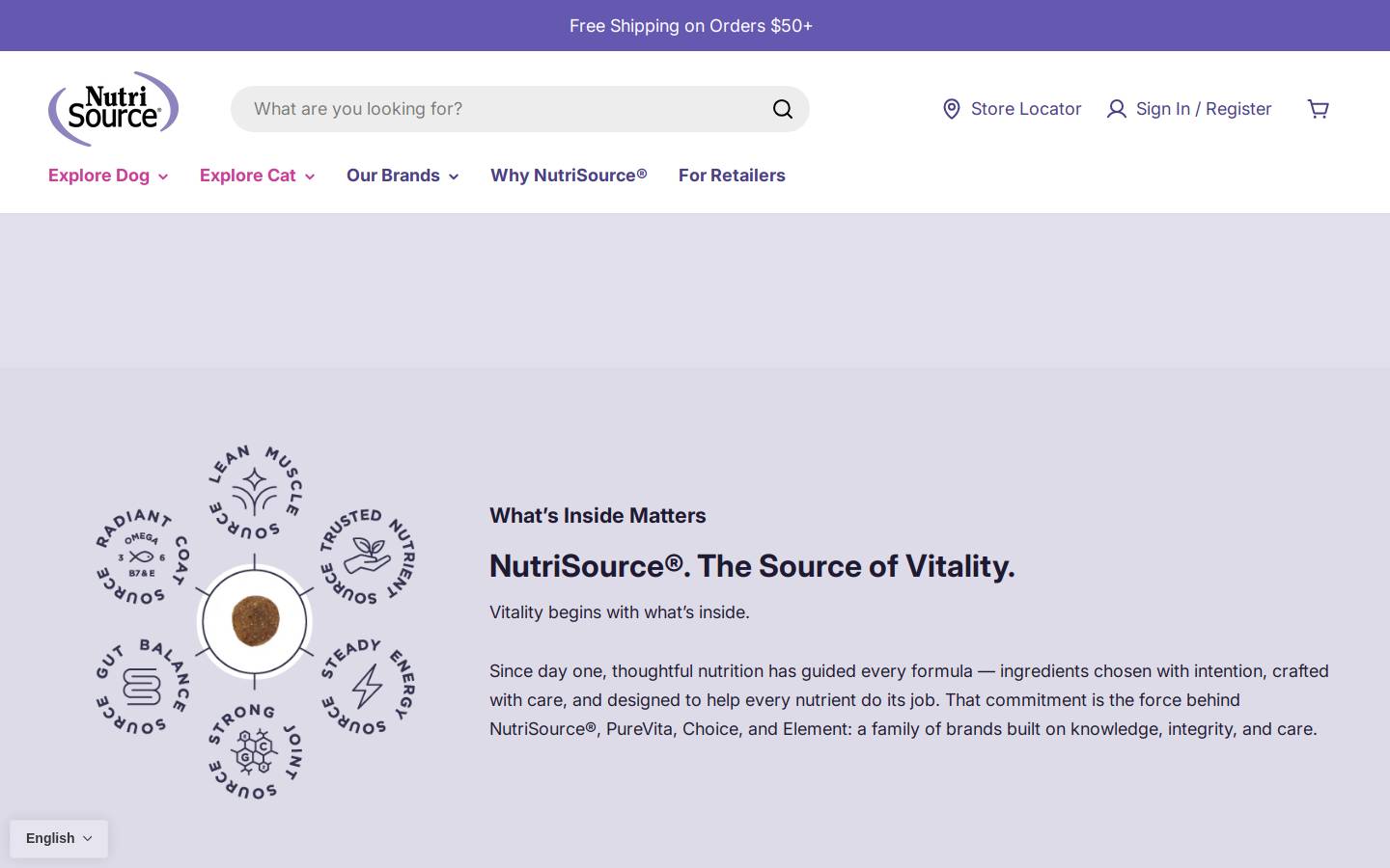 discovernutrisource.com homepage screenshot