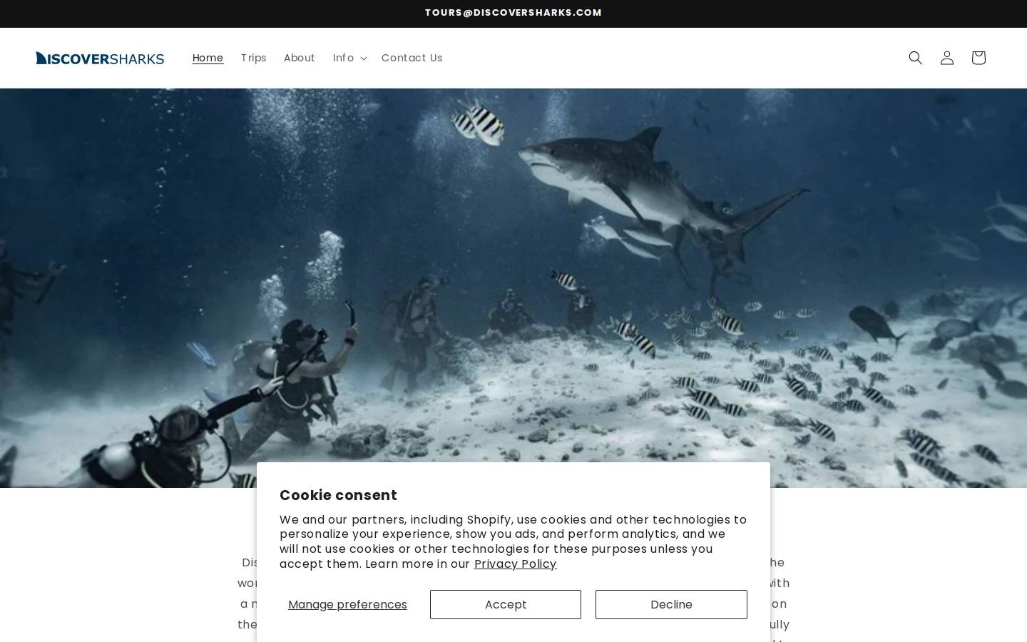 discoversharkstours.com homepage screenshot