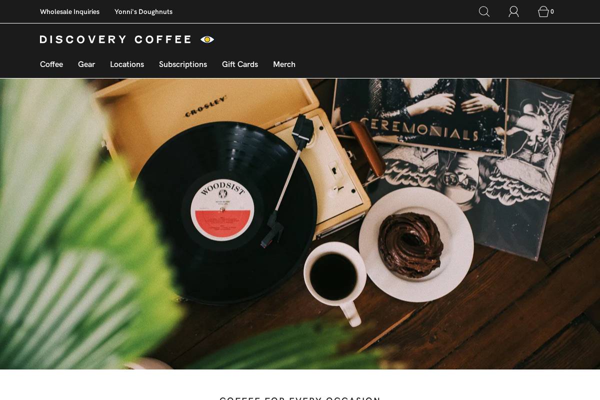 discoverycoffee.com homepage screenshot