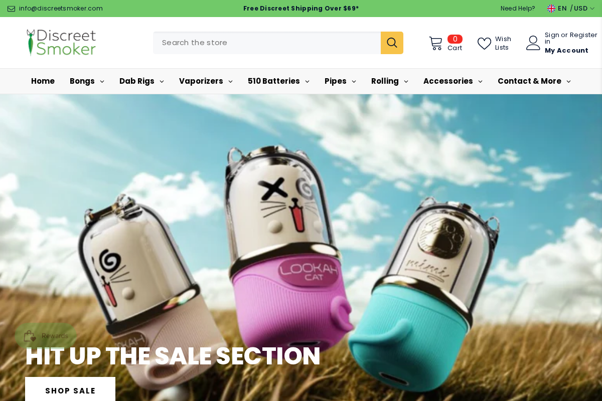 Discreet Smoker homepage screenshot