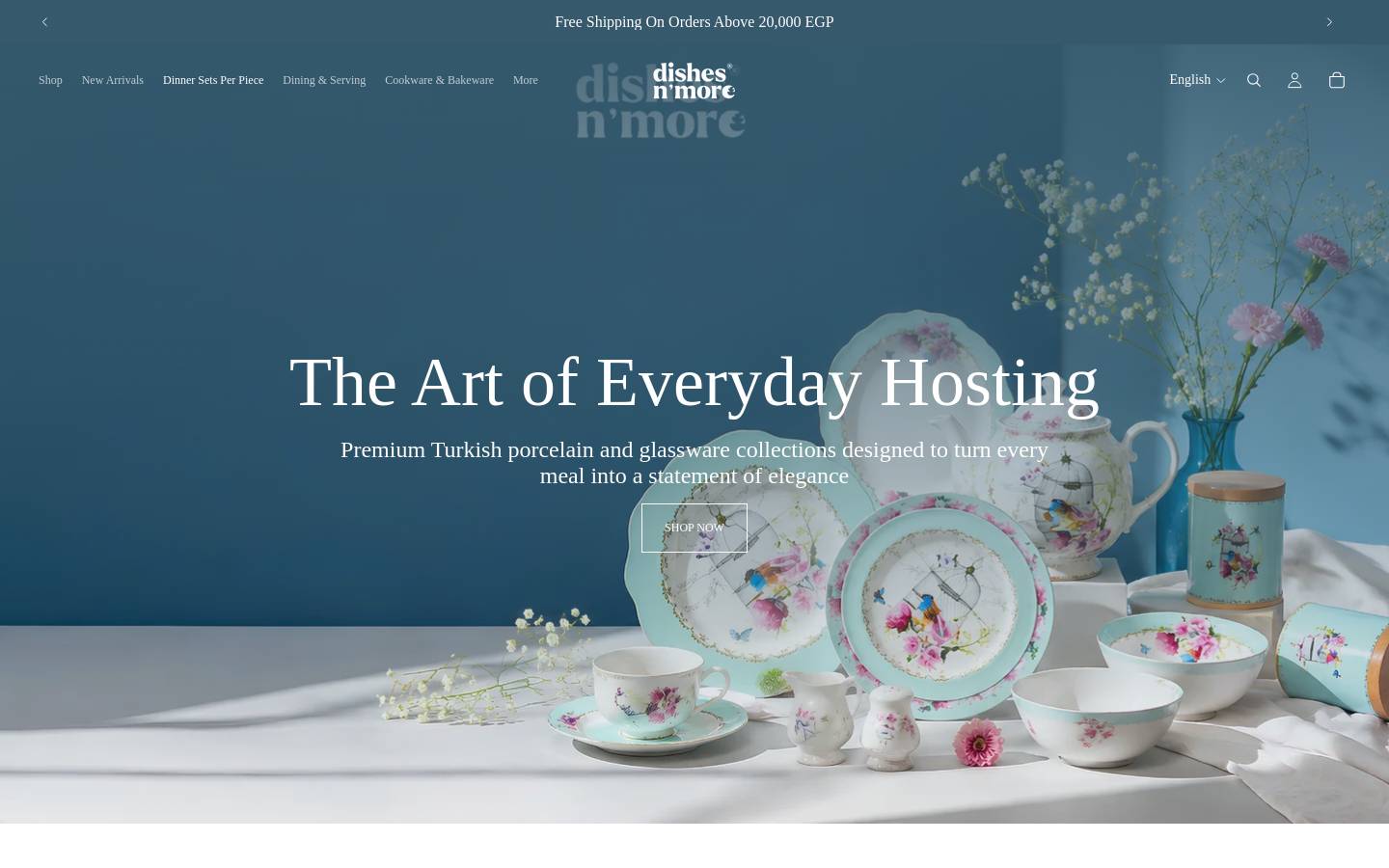 dishesnmore.com homepage screenshot