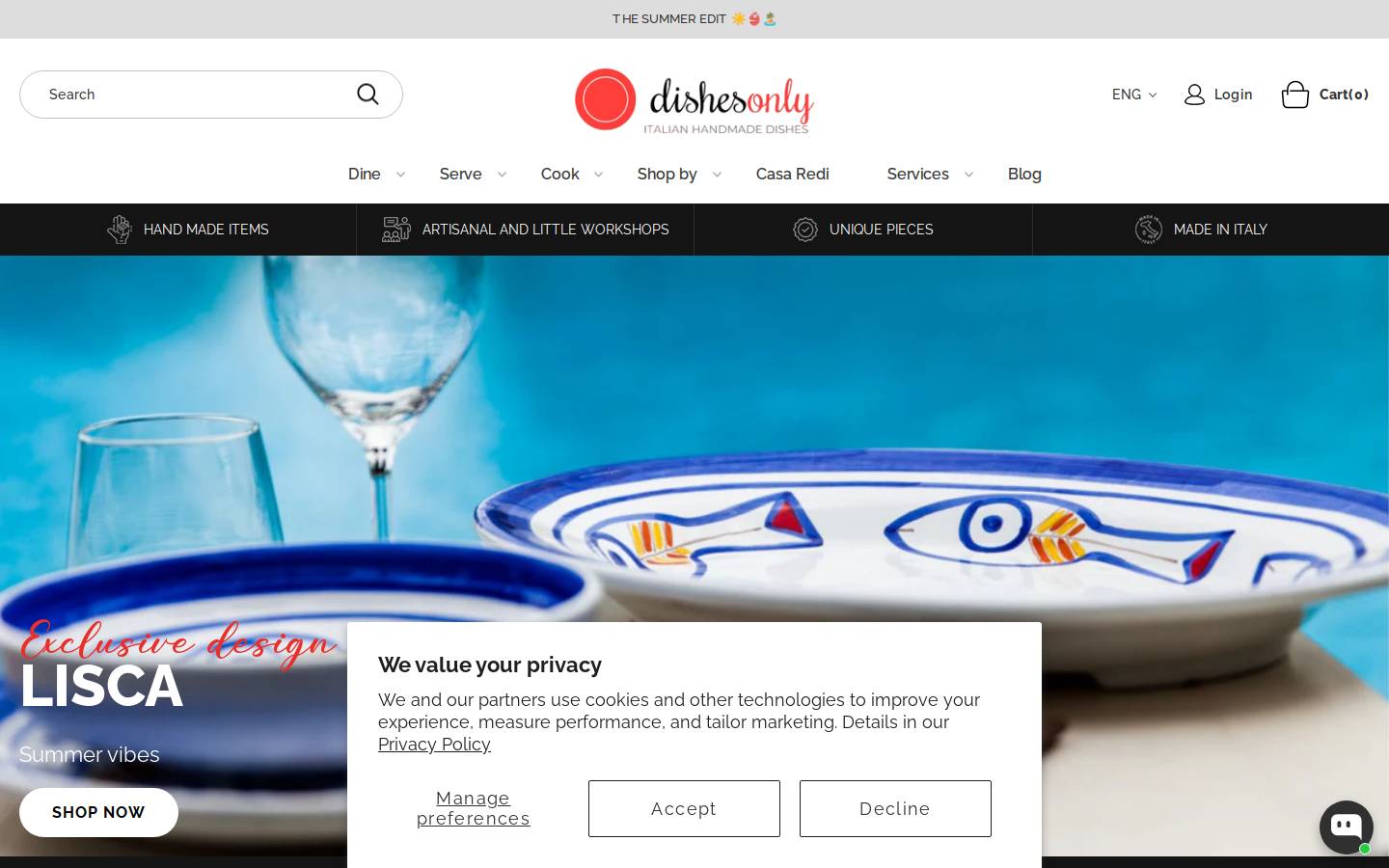 dishesonly.com homepage screenshot