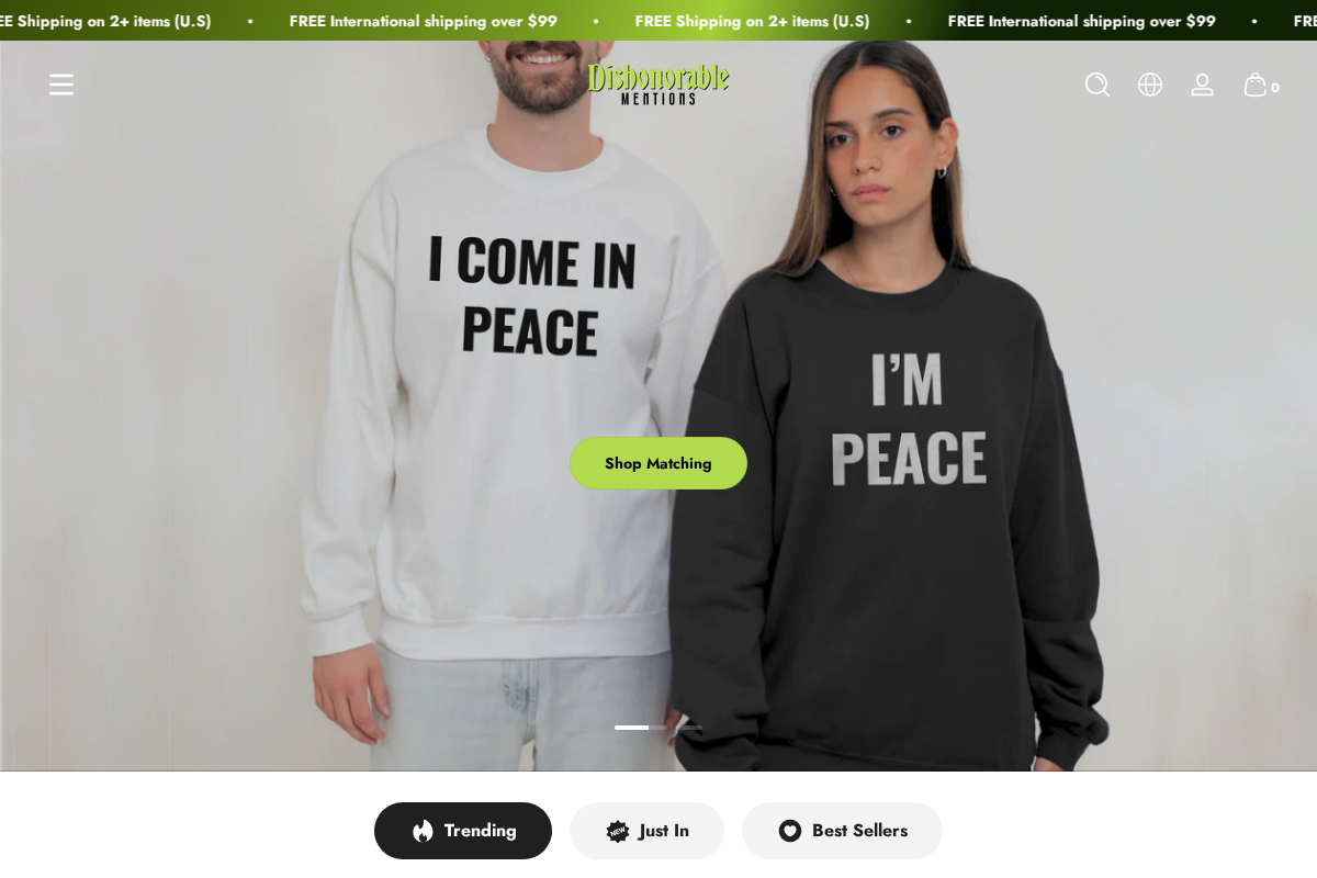 Dishonorablementions homepage screenshot