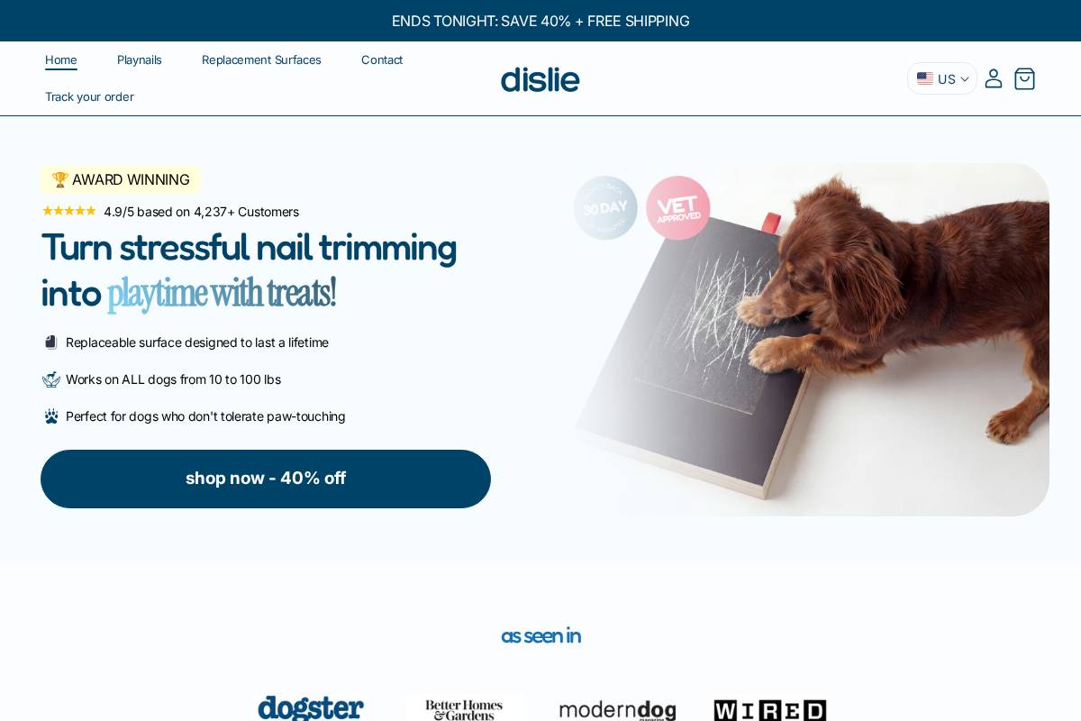 Dislie homepage screenshot