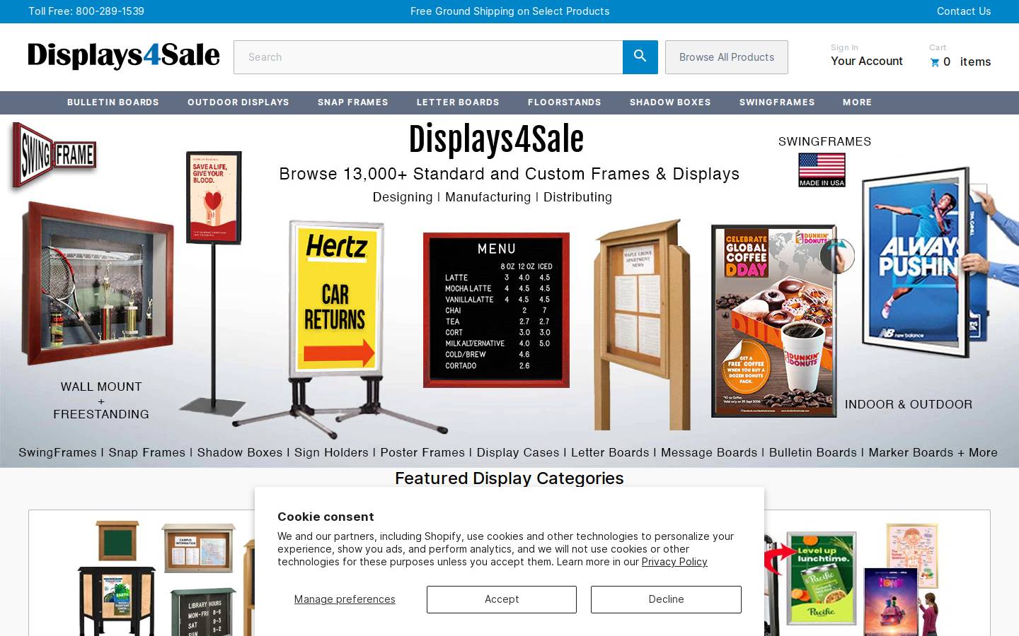 displays4sale.com homepage screenshot