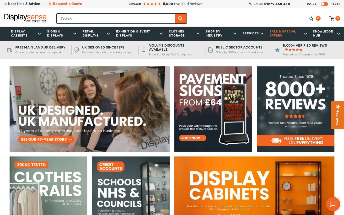 Displaysense homepage screenshot