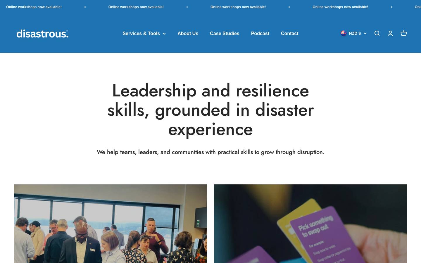 disruptingdisaster.com homepage screenshot