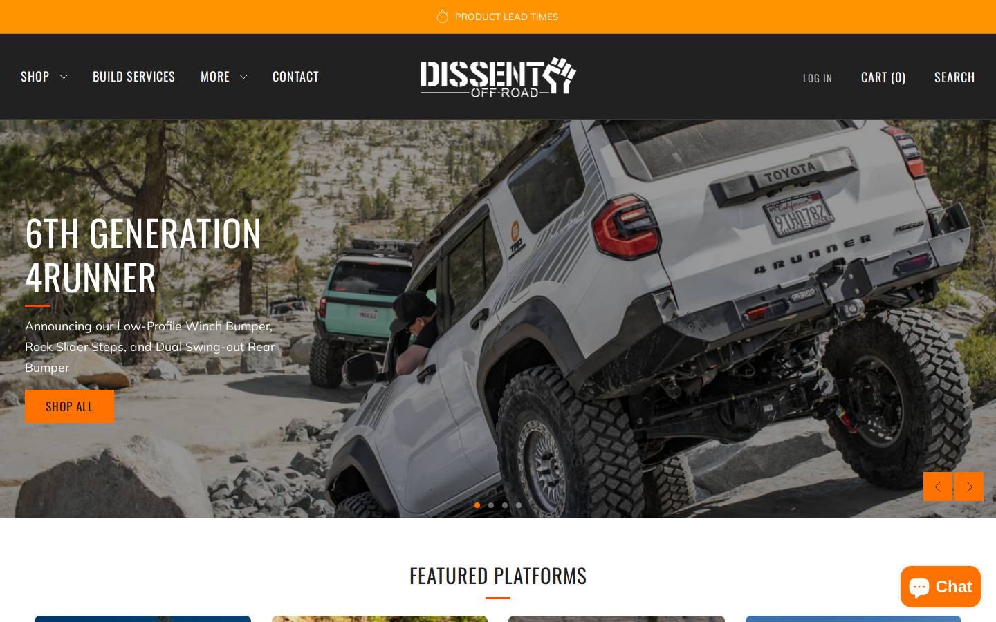dissentoffroad.com homepage screenshot