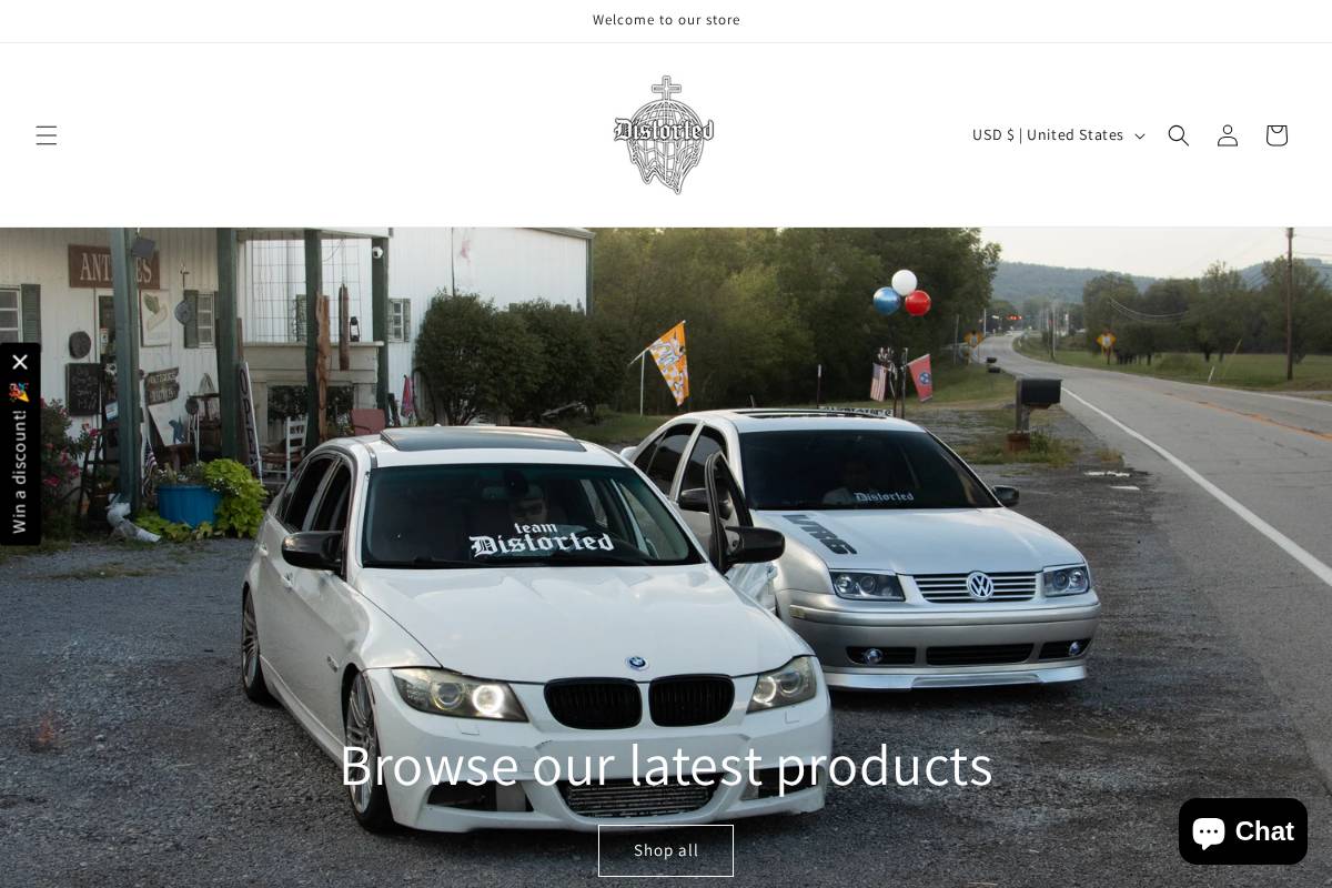 distorted.shop homepage screenshot