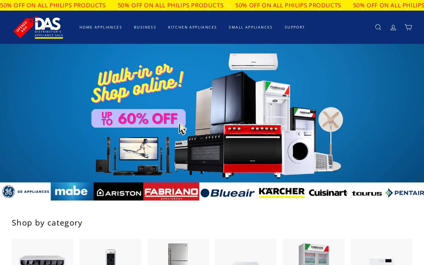 distributorsappliancesale.com homepage screenshot