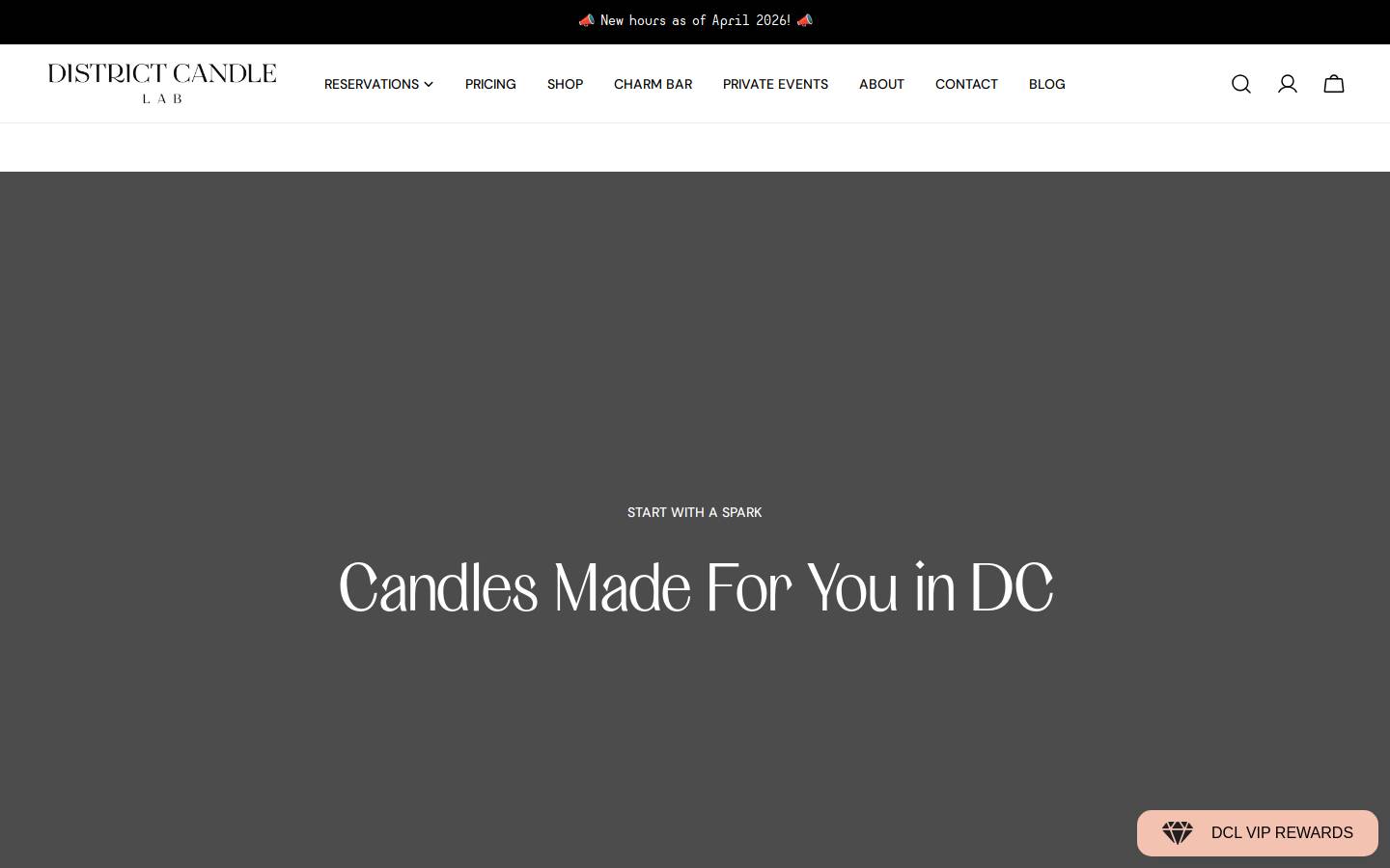 districtcandlelab.com homepage screenshot