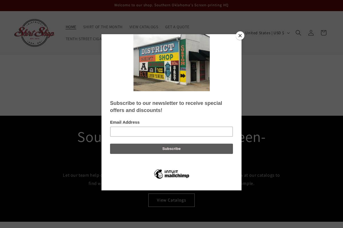 districtshirtshop.com homepage screenshot