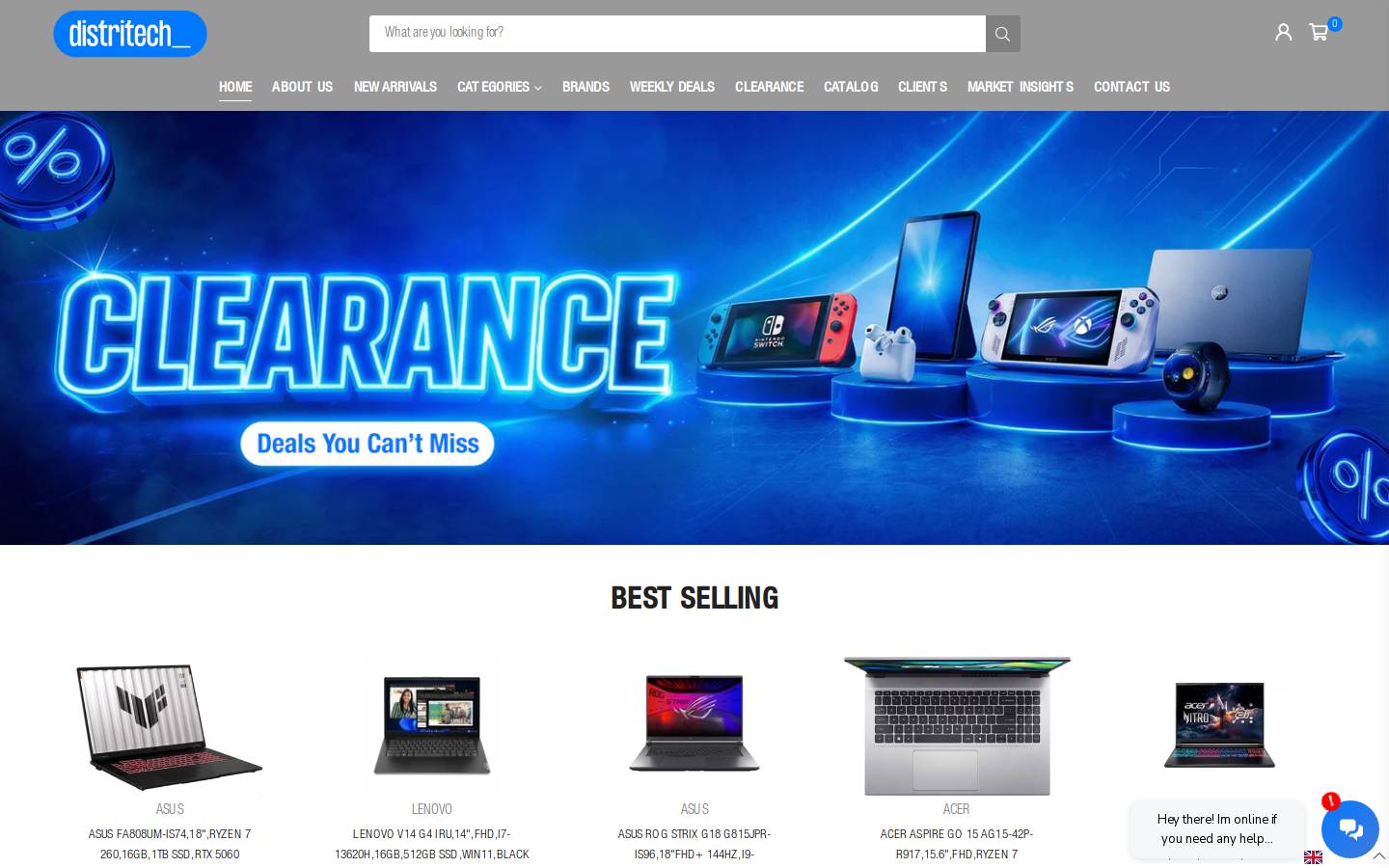 Distritech homepage screenshot