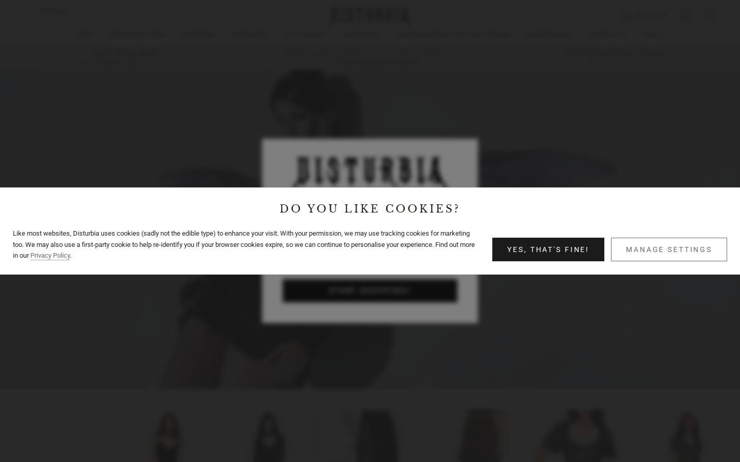 Disturbia homepage screenshot