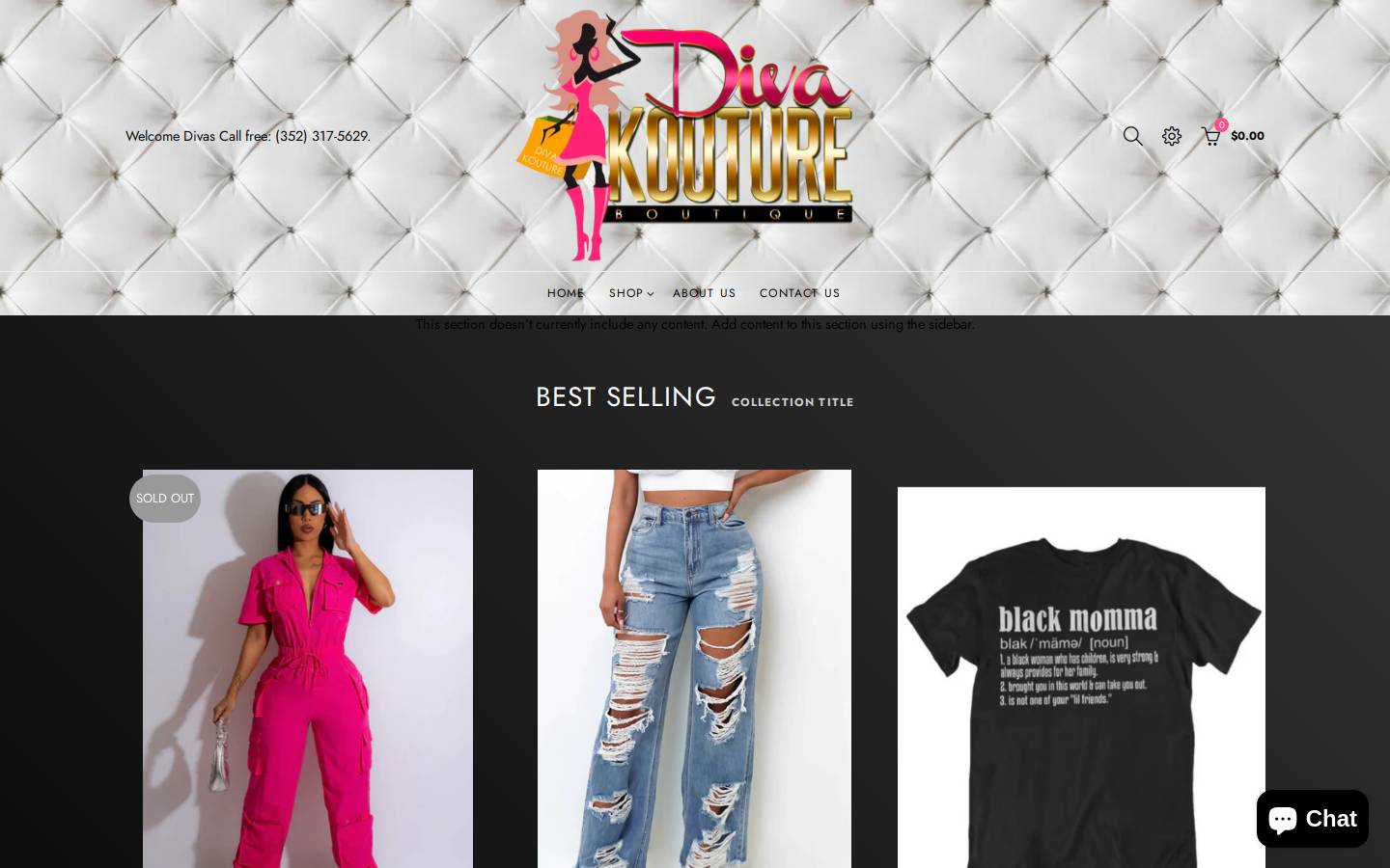 divakoutureboutique.com homepage screenshot