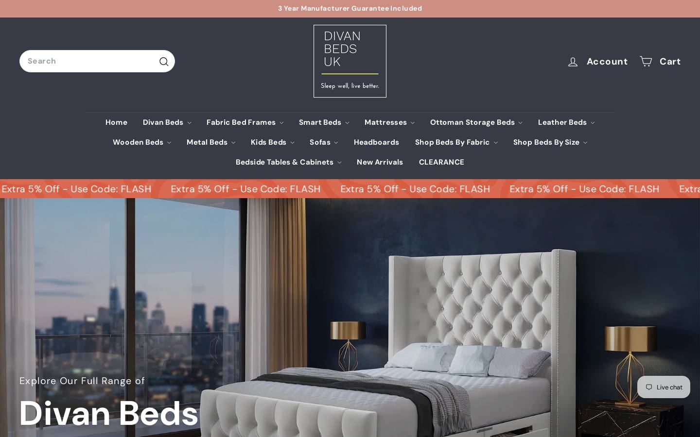 Divan Beds homepage screenshot
