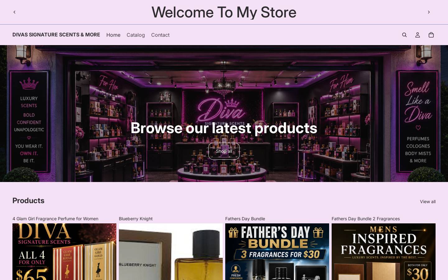 divasignaturescents.com homepage screenshot