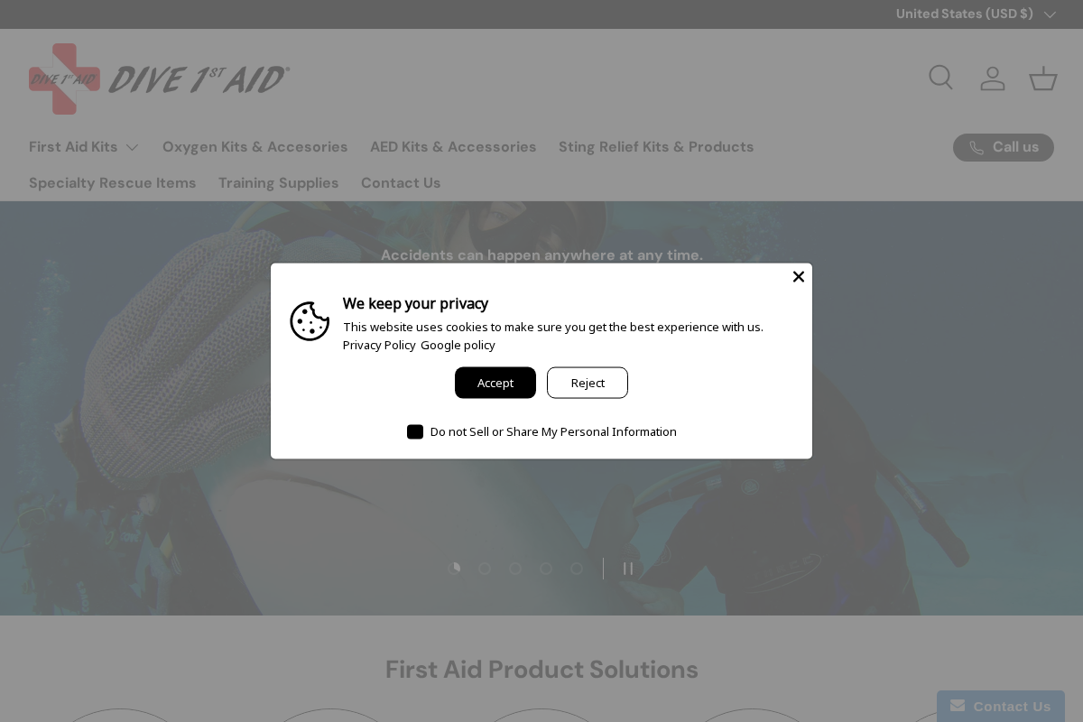 Dive 1st Aid homepage screenshot