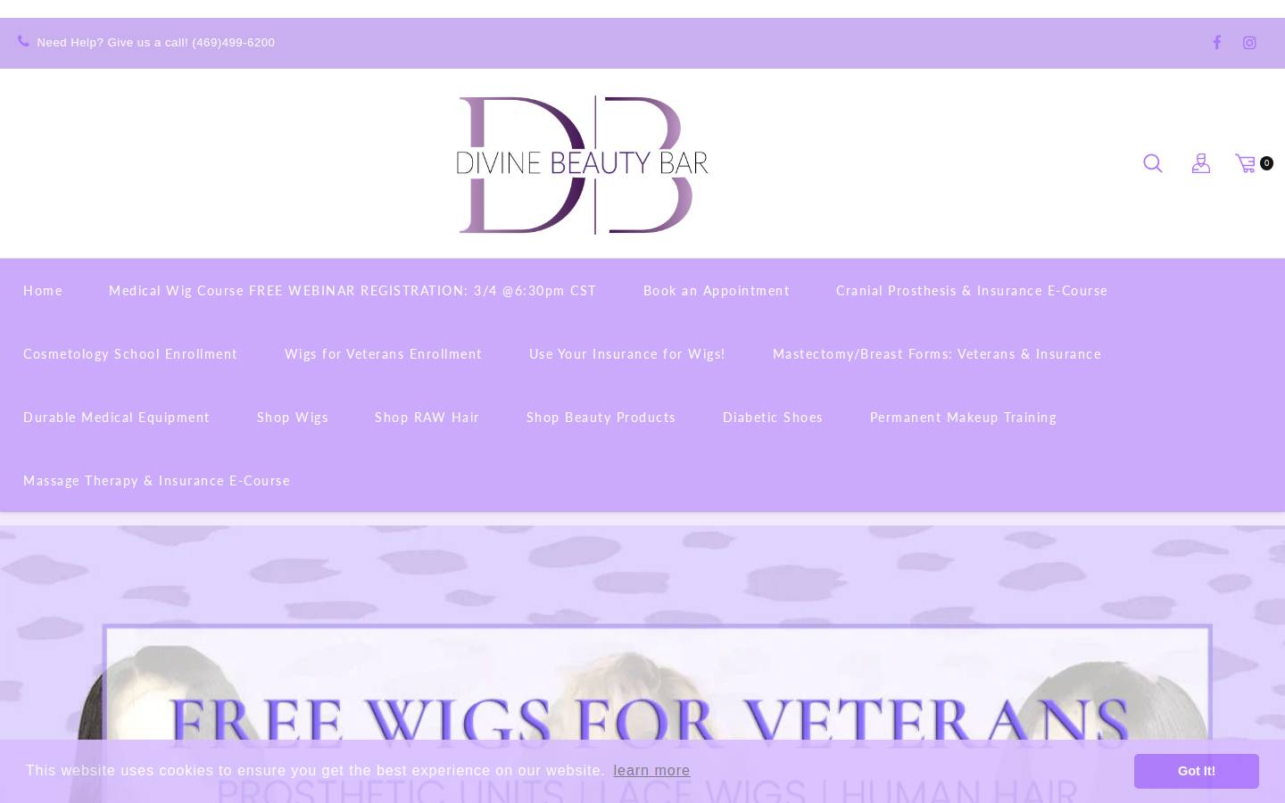 divinebeautybar.com homepage screenshot