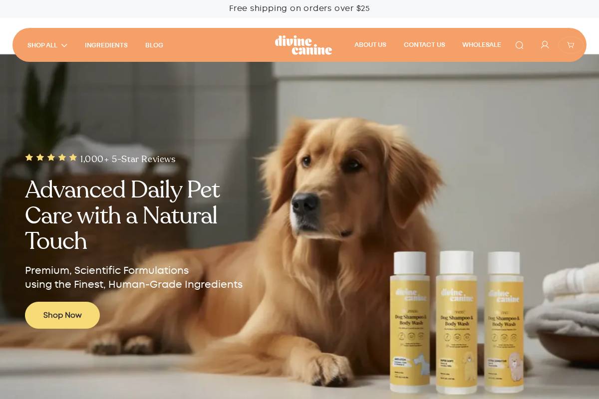 Divine Canine homepage screenshot