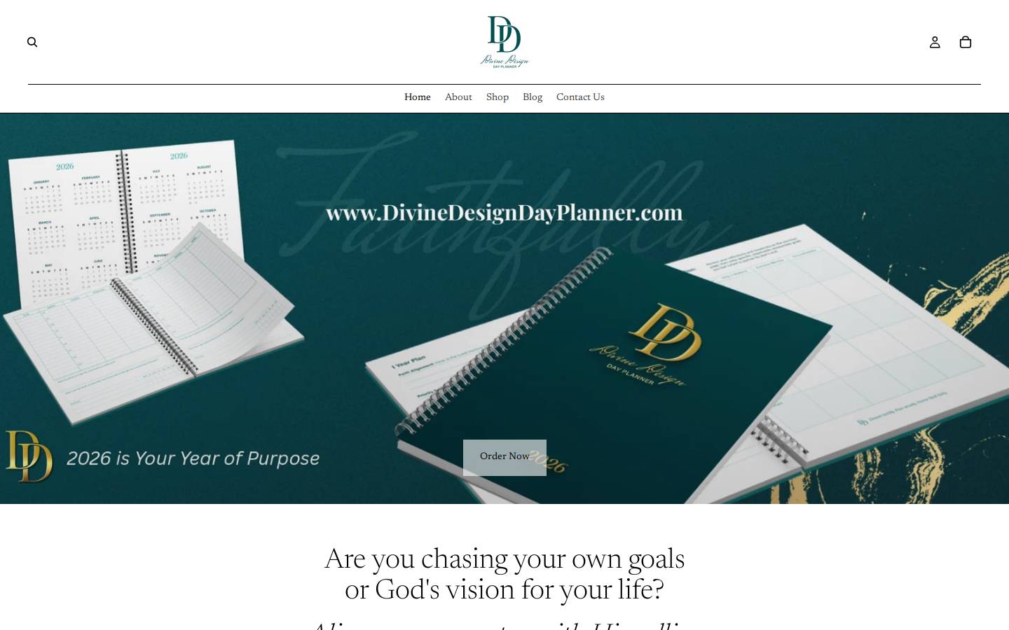 divinedesigndayplanner.com homepage screenshot