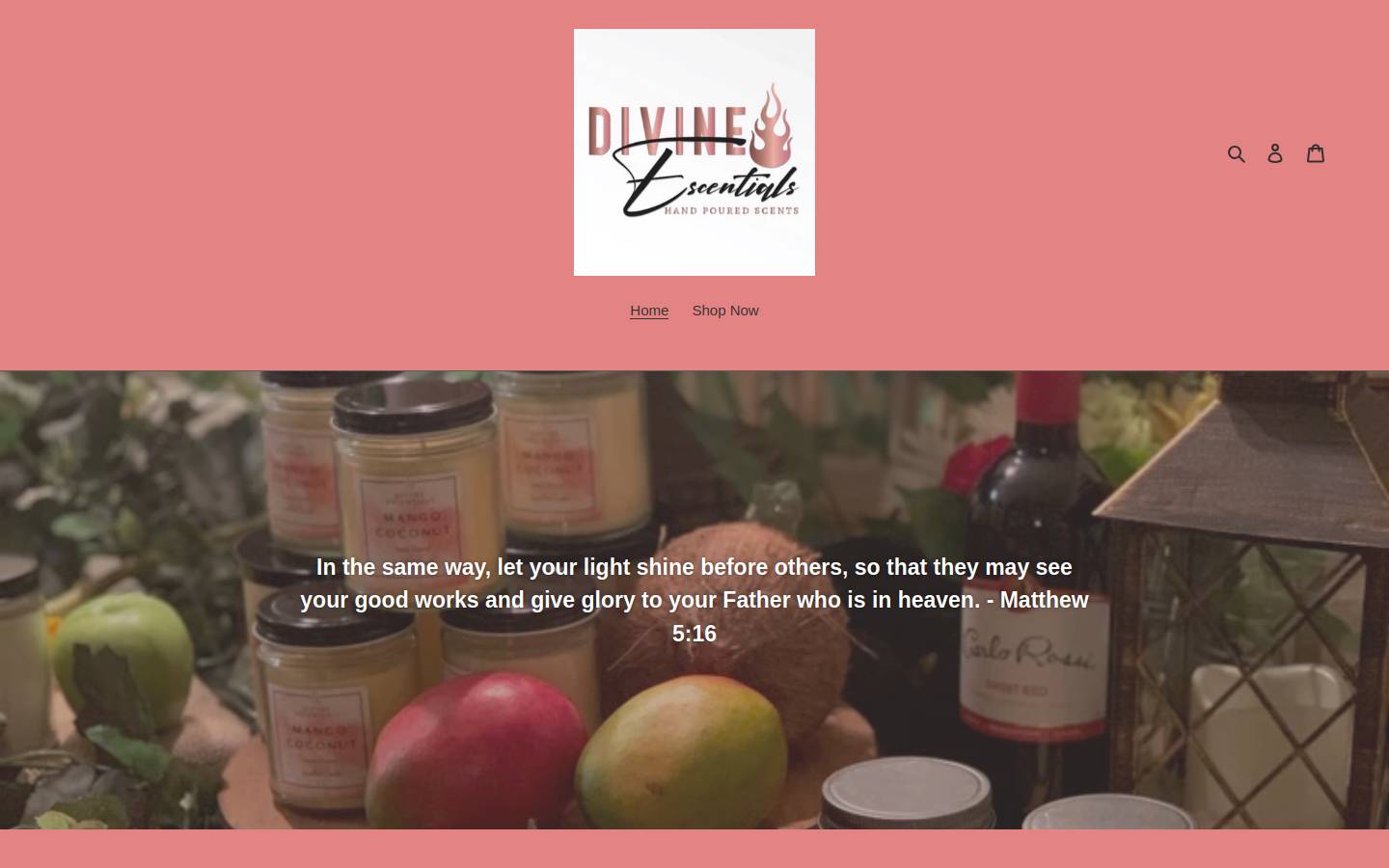 divineescentials.com homepage screenshot