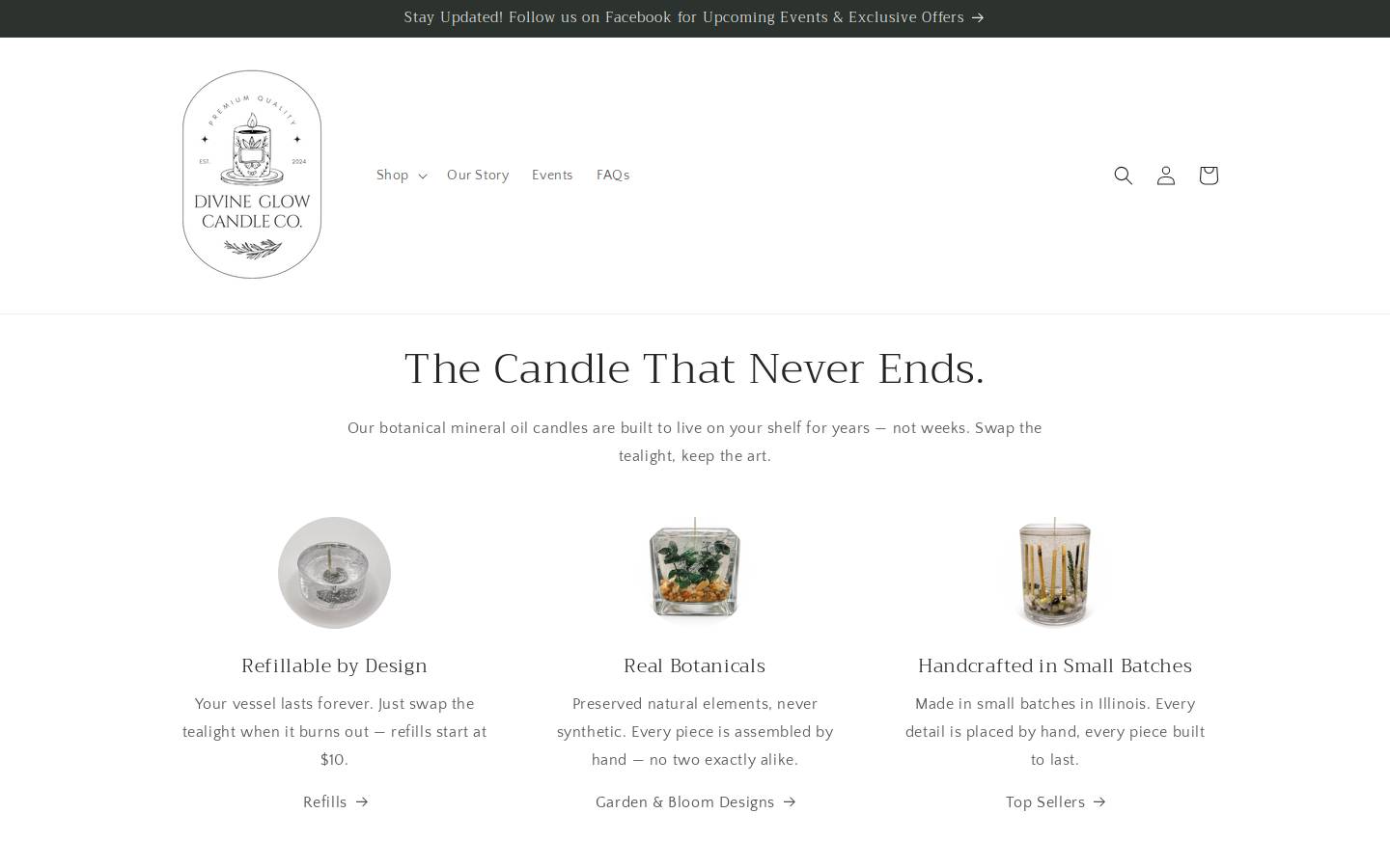 divineglowcandleco.com homepage screenshot