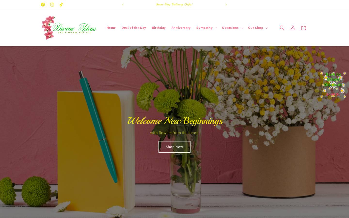 divineideasflowershop.com homepage screenshot