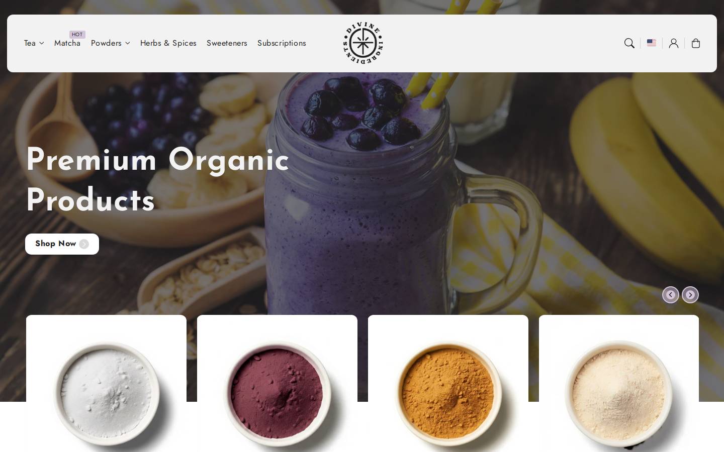 divineingredients.com homepage screenshot