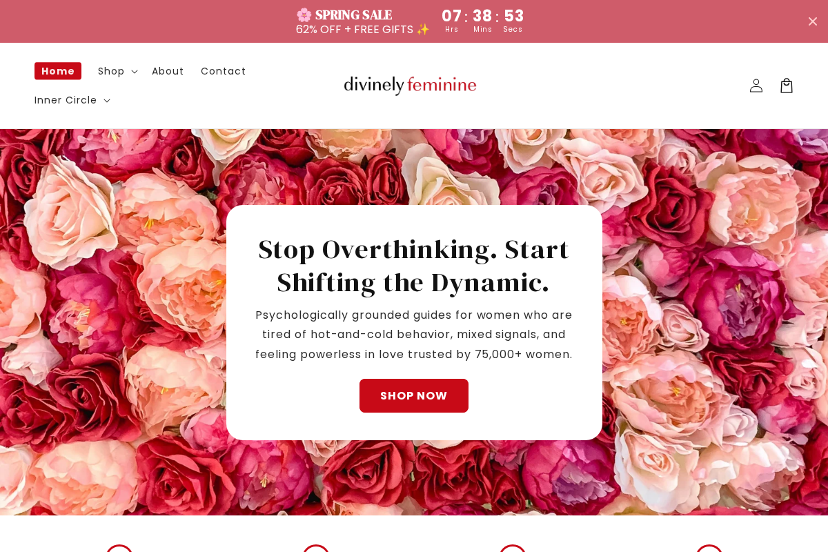 divinelyfeminine.co homepage screenshot