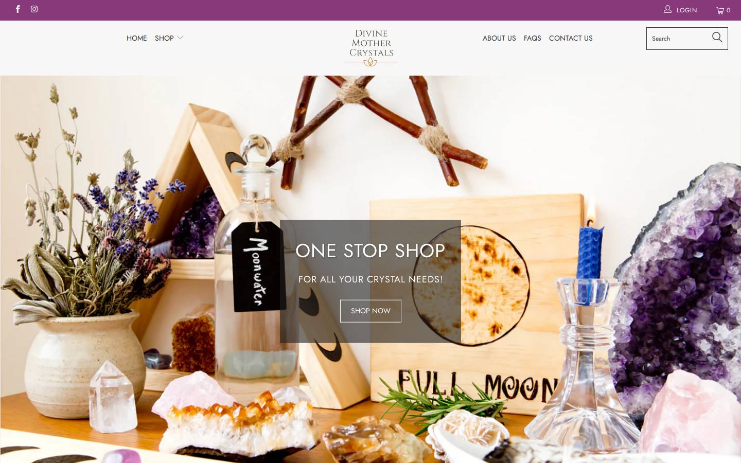 divinemothercrystals.com homepage screenshot
