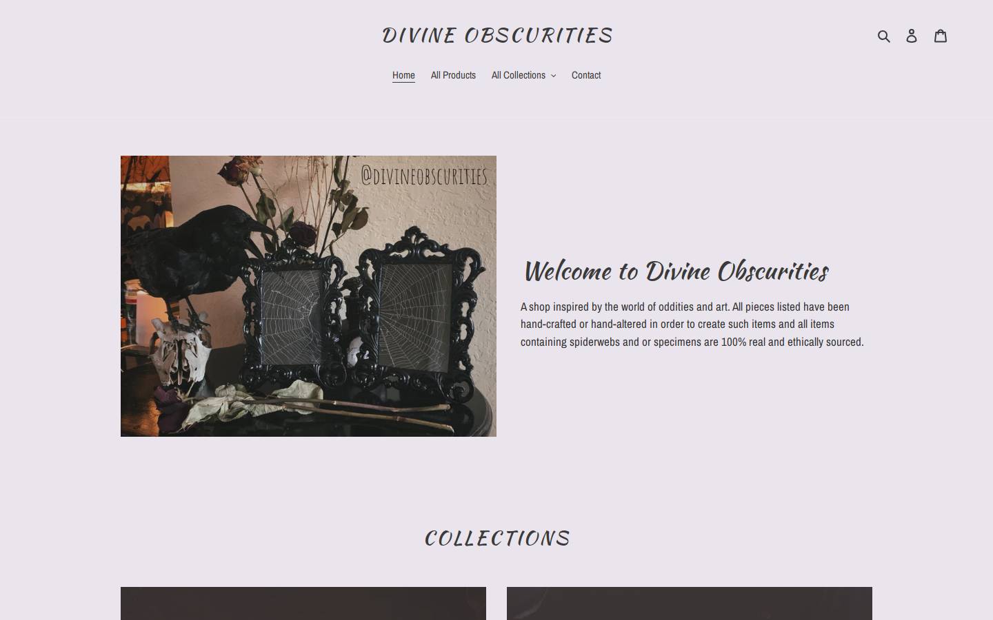 divineobscurities.com homepage screenshot