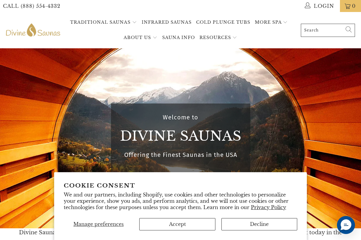 divinesaunas.com homepage screenshot