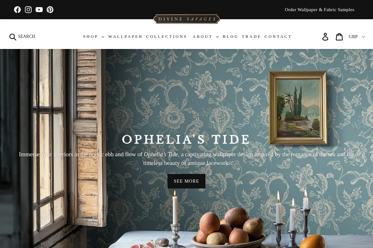 Divine Savages homepage screenshot