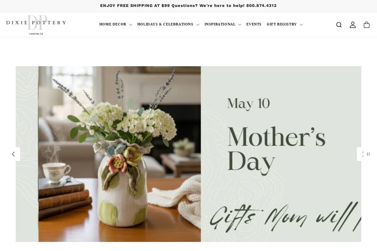 Dixiepottery homepage screenshot