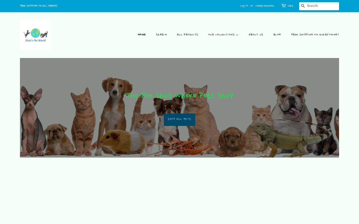 dixiespetworld.com homepage screenshot