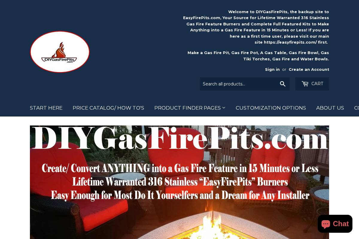 diygasfirepits.com homepage screenshot