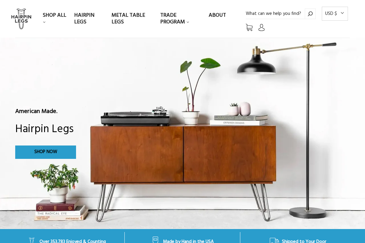 diyhairpinlegs.com homepage screenshot