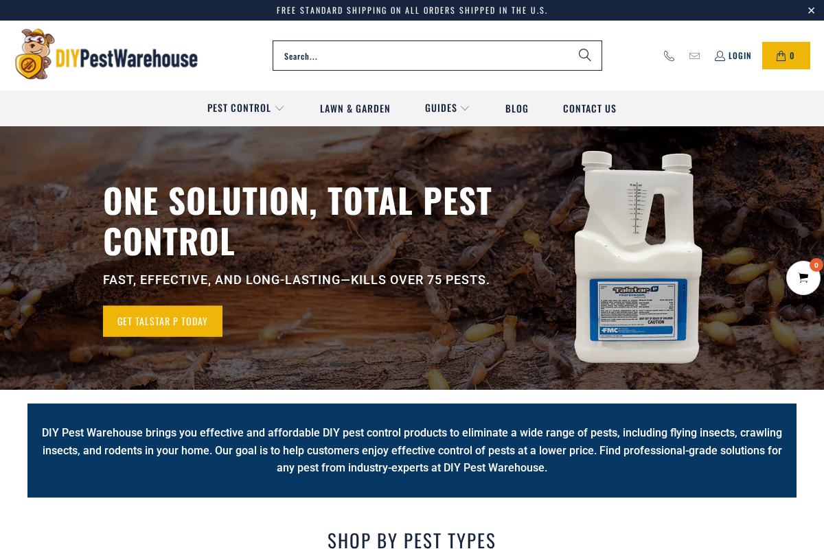 Diypestwarehouse homepage screenshot