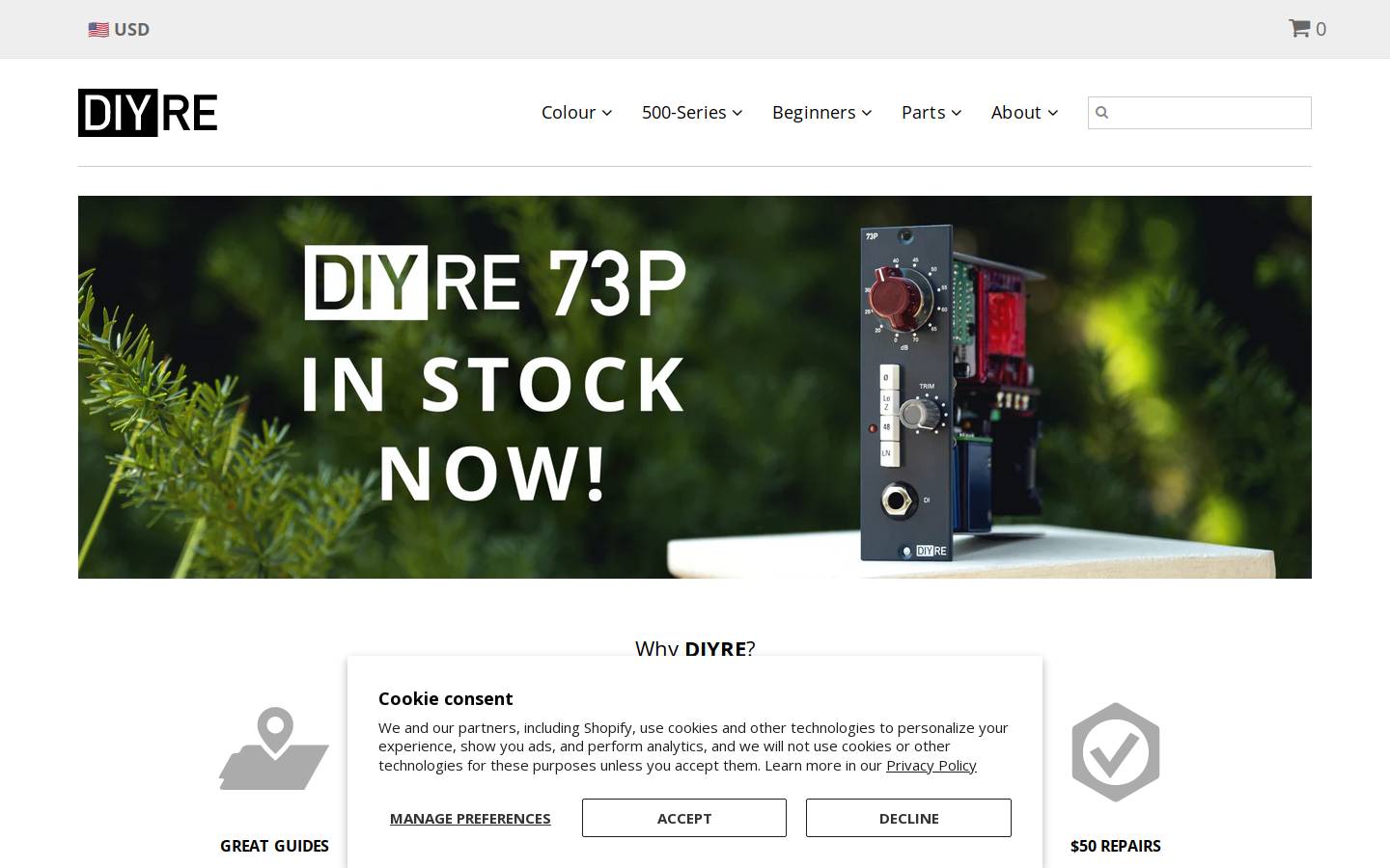 diyrecording.equipment homepage screenshot