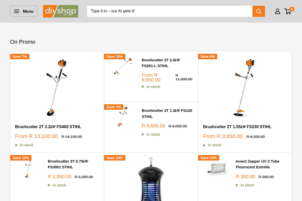 DiYshop.co.za homepage screenshot