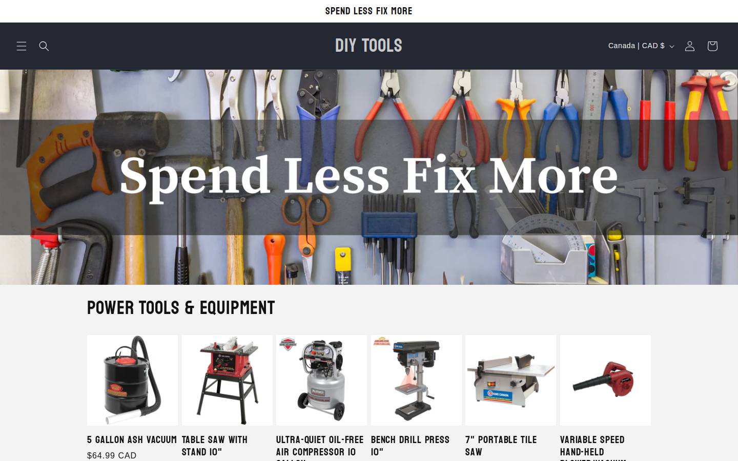 Diytools homepage screenshot