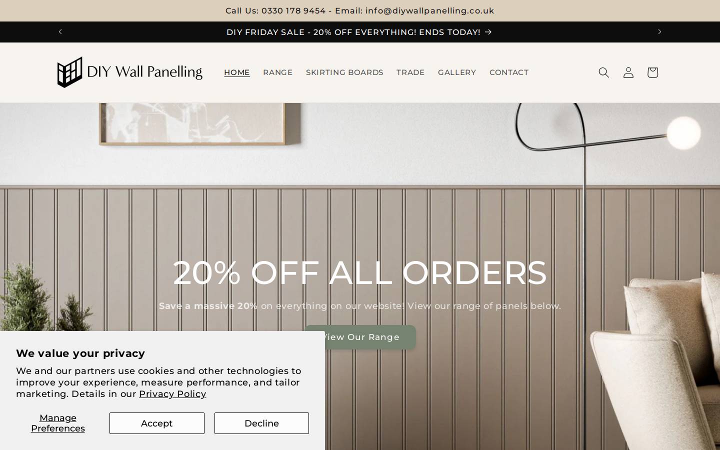 DIY Wall Panelling homepage screenshot