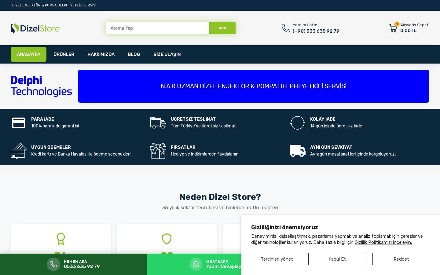 dizelstore.com homepage screenshot