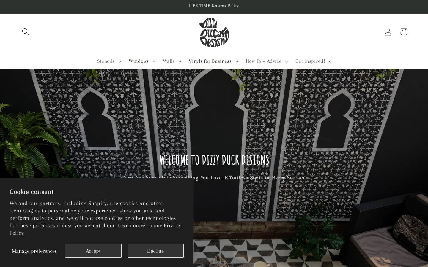 Dizzy Duck Designs homepage screenshot