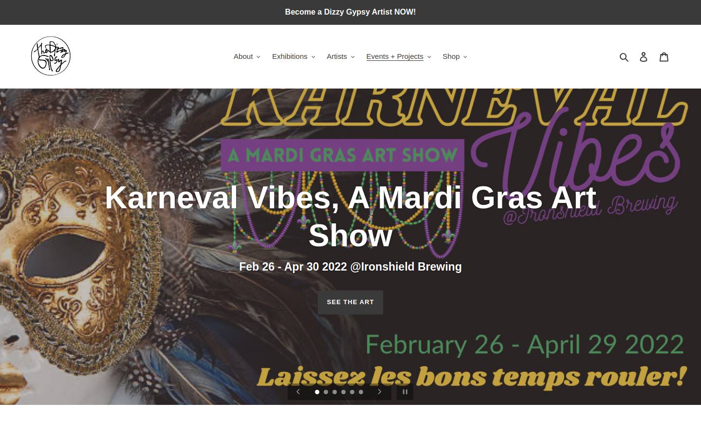 dizzygypsy.org homepage screenshot