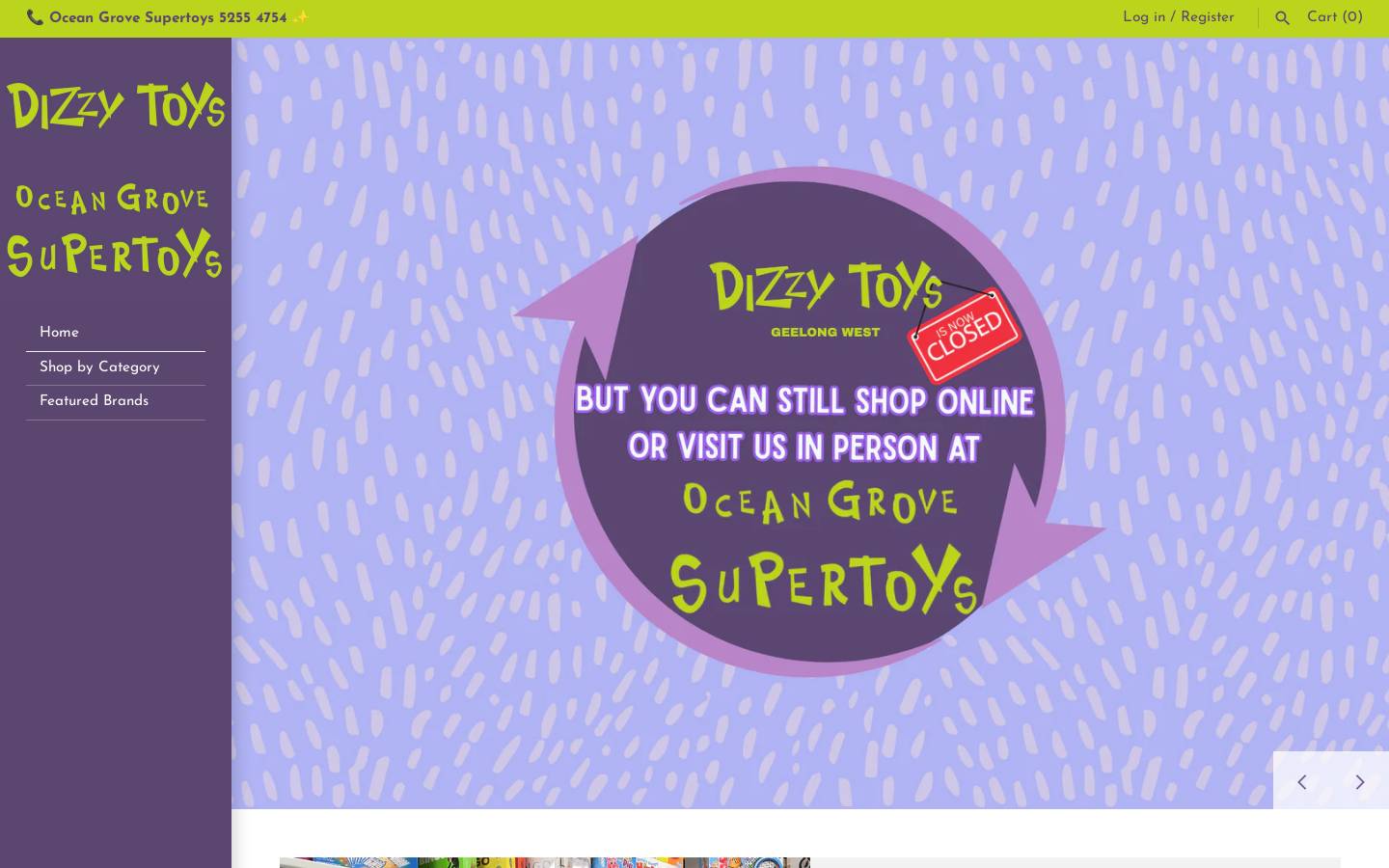 dizzytoys.com.au homepage screenshot