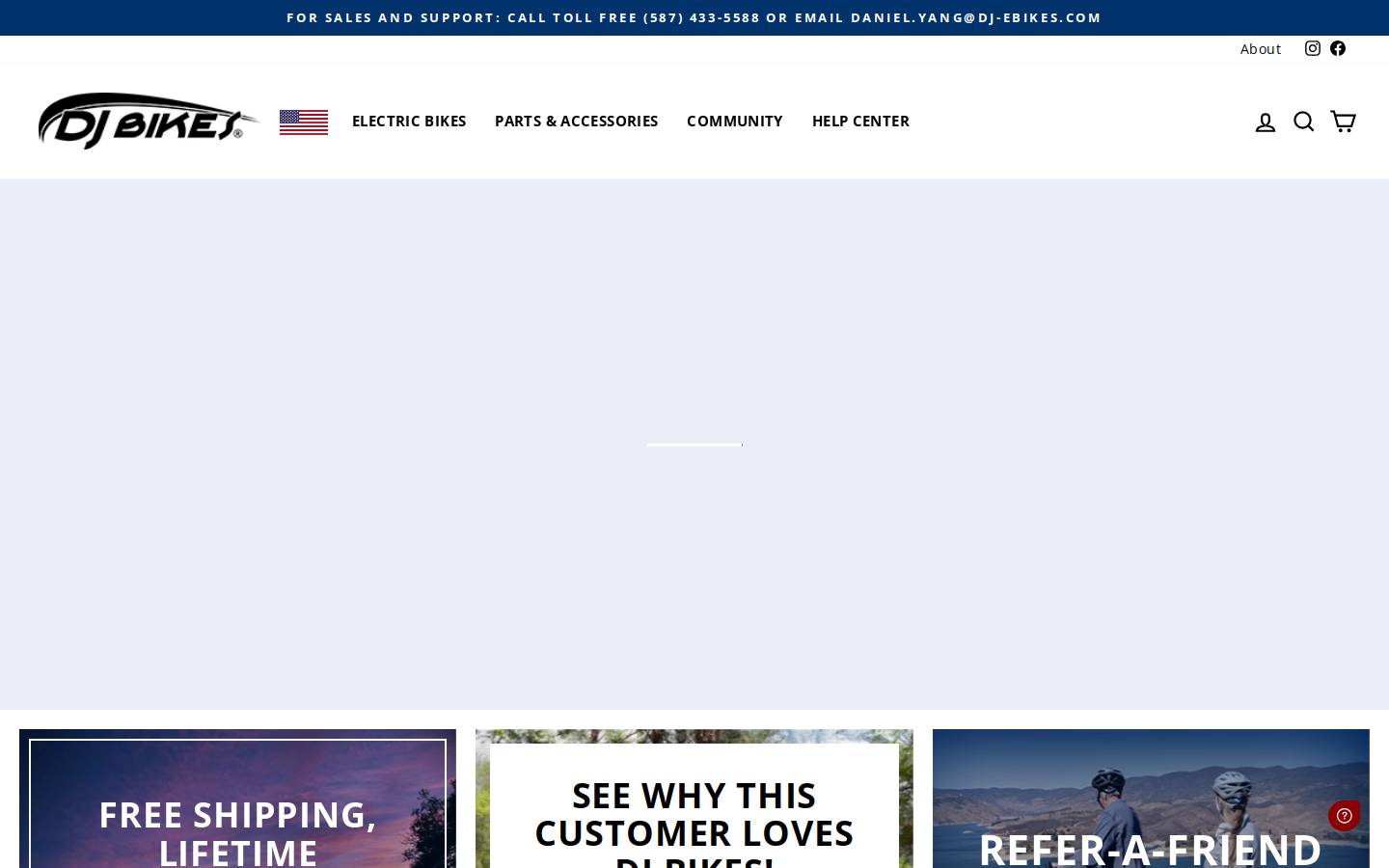 dj-ebikes.com homepage screenshot