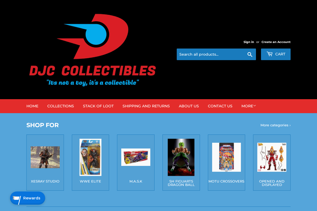 DJCCollectibles homepage screenshot